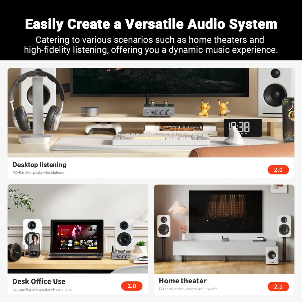 Fosi Audio T20X MKII TPA3255 300 W Bluetooth-Röhrenverstärker, integrierter Class-D-Stereo-Leistungsverstärker für Heimkino-Lautsprecher