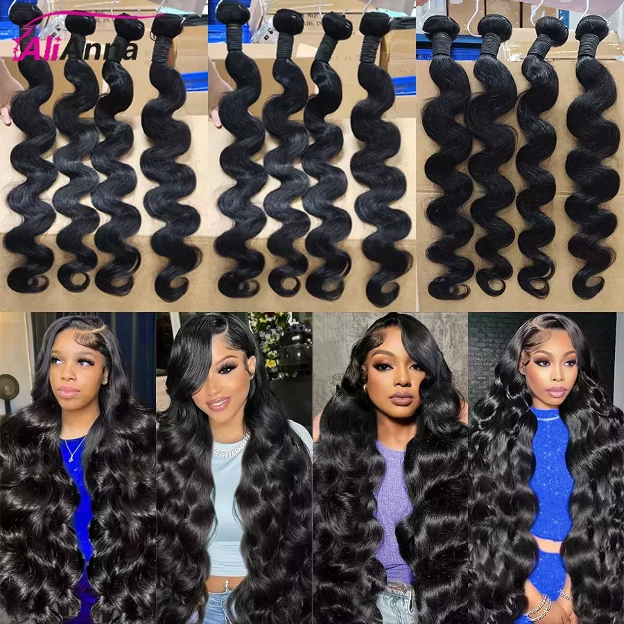 24–26 Inch Body Wave Human Hair Bundles with 4x4 Lace Closure, Brazilian Remy Hair, 3 Bundles + Closure