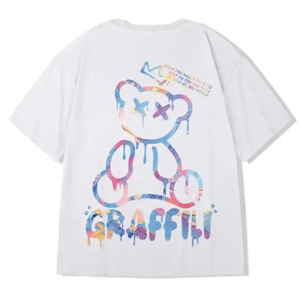 Camiseta con estampado de letra y osito de peluche colorido – Máxima comodidad de verano por BellemApple