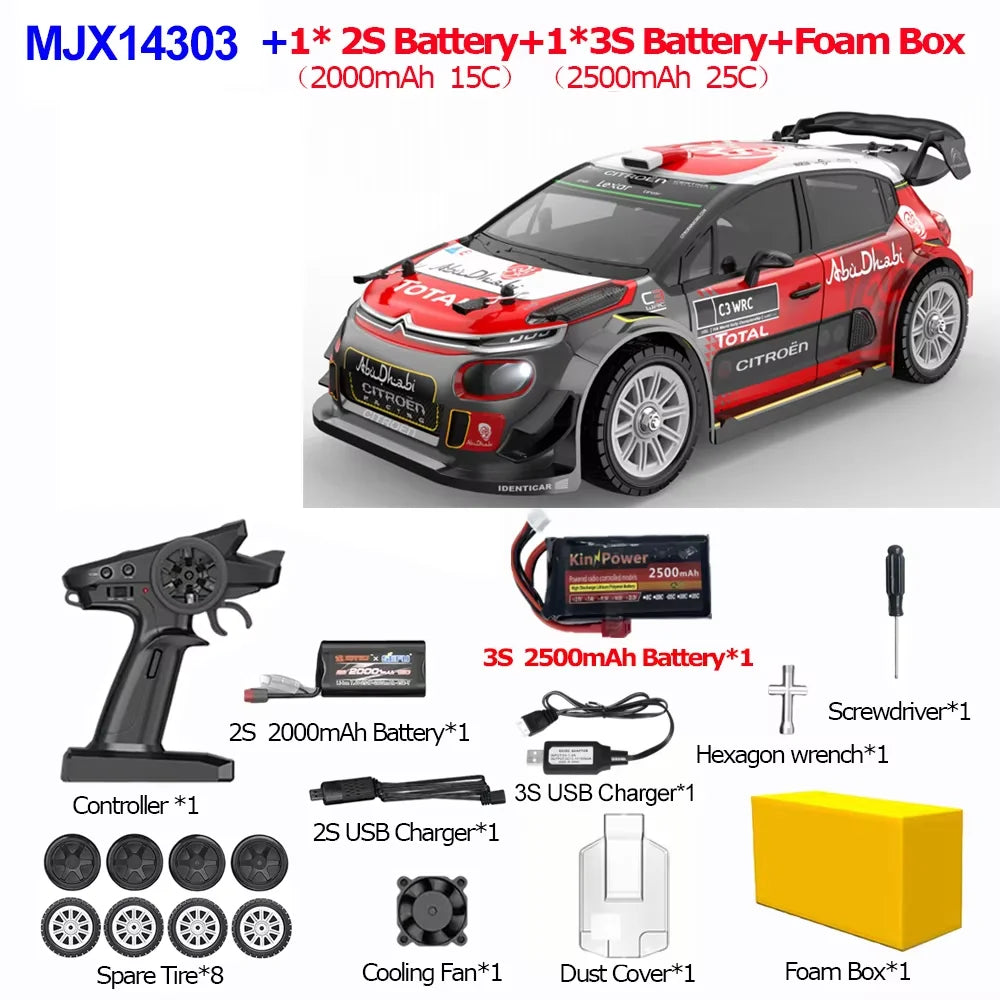 1/14 MJX 14303 Rc Drift Car 2.4G High Speed Drift Rally Truck Hyper Go Brushless 4WD Off-Road RC Cars for Adults for Toys As Gift