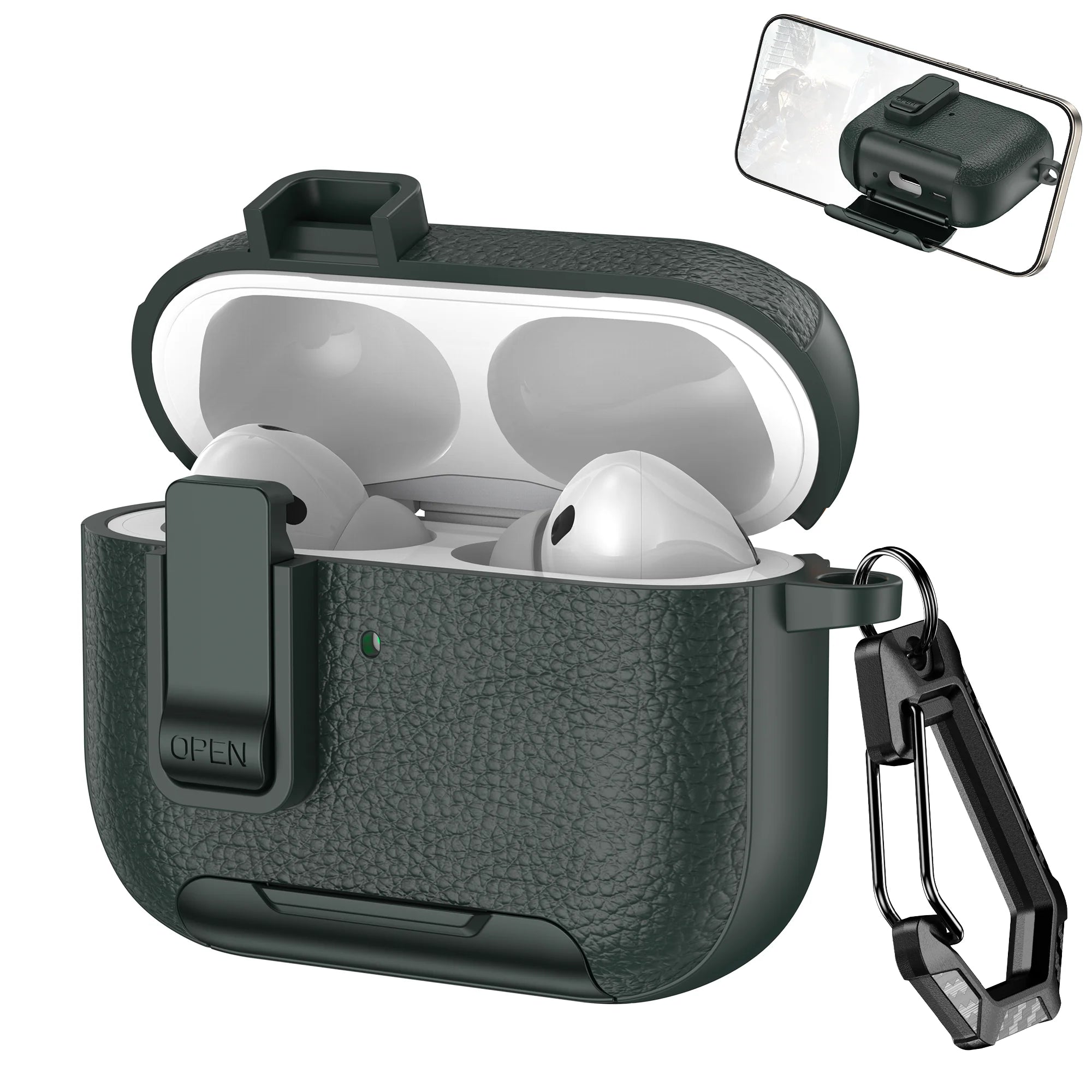 Nouvelle housse pour écouteurs AirPods Pro 3 3ème génération, étui de protection avec verrouillage sécurisé, support de téléphone invisible, coque en texture cuir