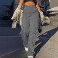 Pantalones cargo de mujer con bolsillos, elásticos, de tiro alto, informales, de pierna recta y ancha, largos, deportivos y tipo jogger