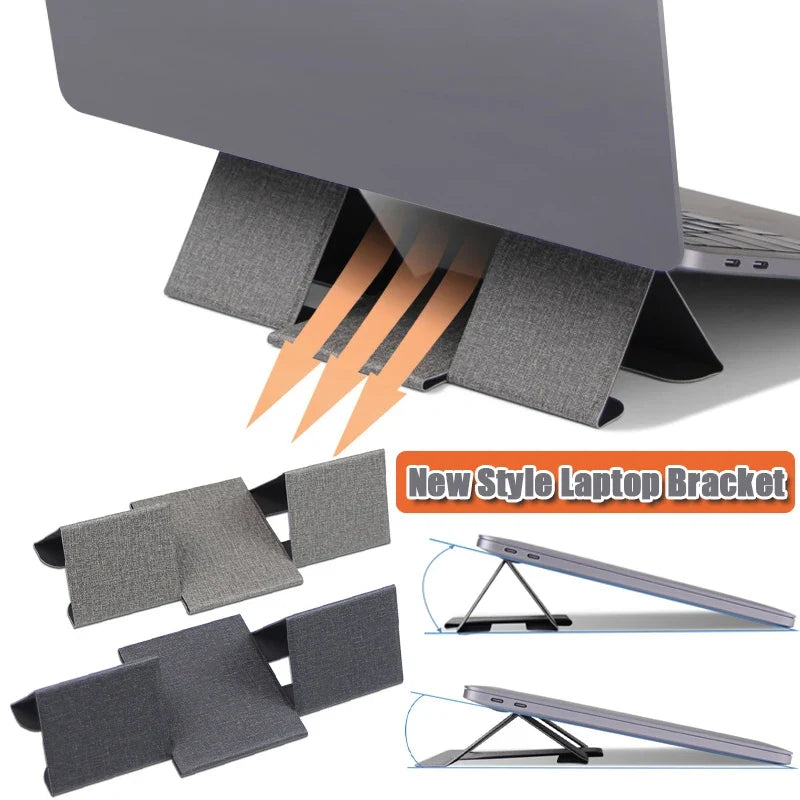 Soporte portátil para computadora portátil, escritorio plegable, soporte de cuero PU, soporte ajustable para computadora portátil con expansión de refrigeración