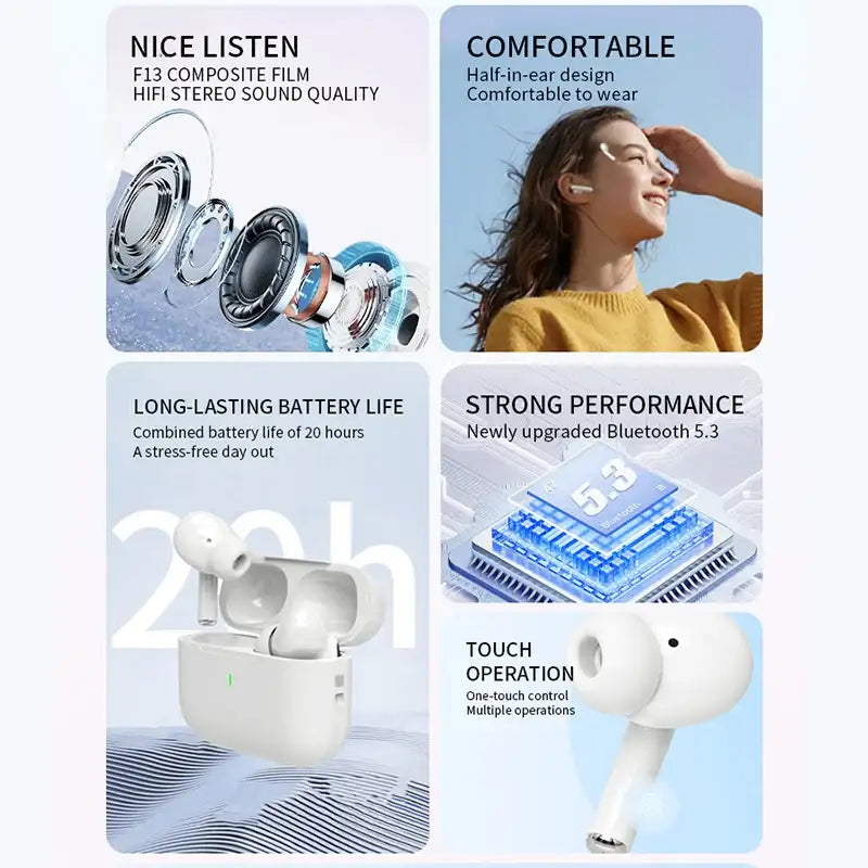2025 Air Pro Wireless Bluetooth Earphones TWS Headset HiFi Earbuds Noise Reduction Headphones Waterproof For IPHONE Android