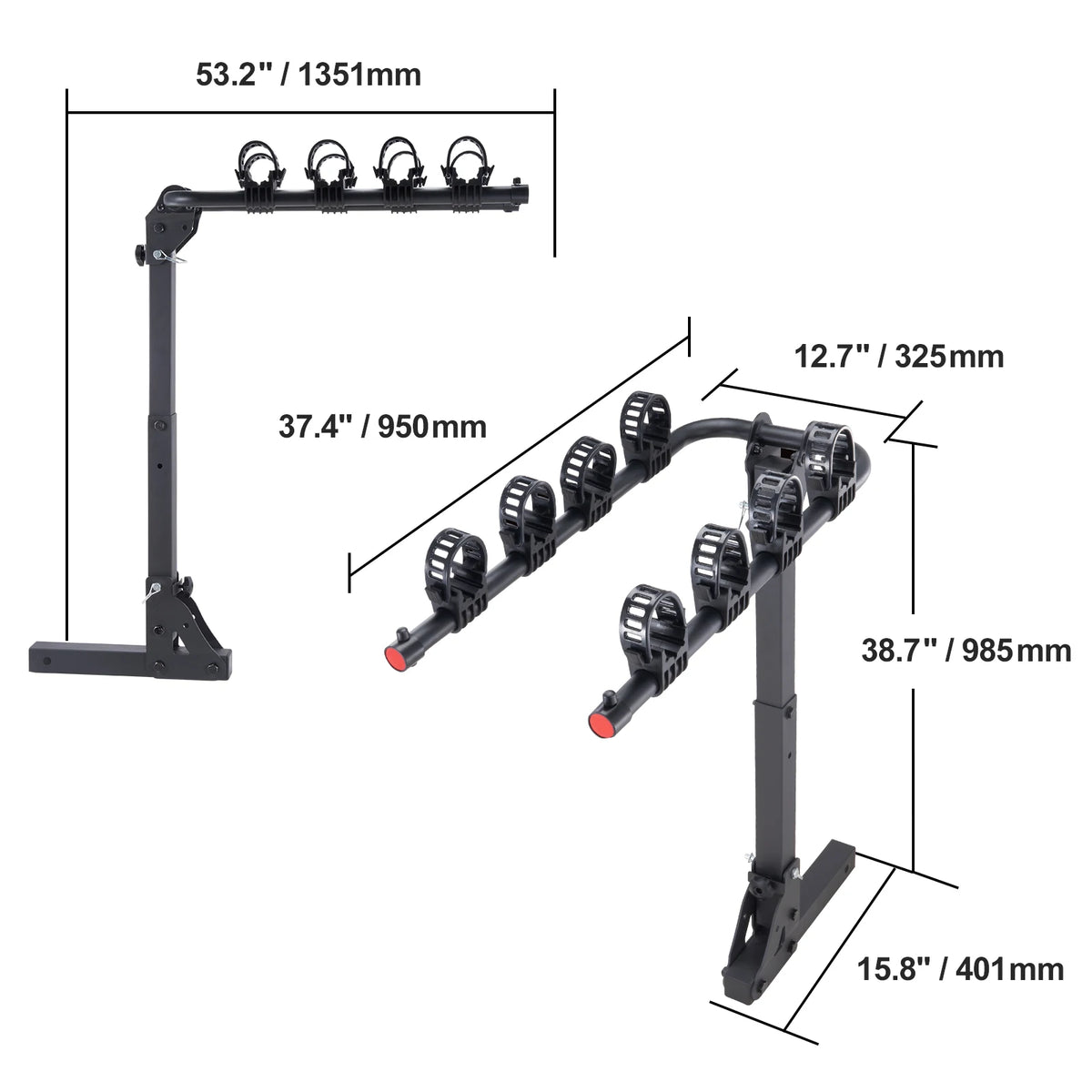 SucceBuy Fahrradträger für Anhängerkupplung – Plattform für 2 oder 4 Fahrräder, klappbar