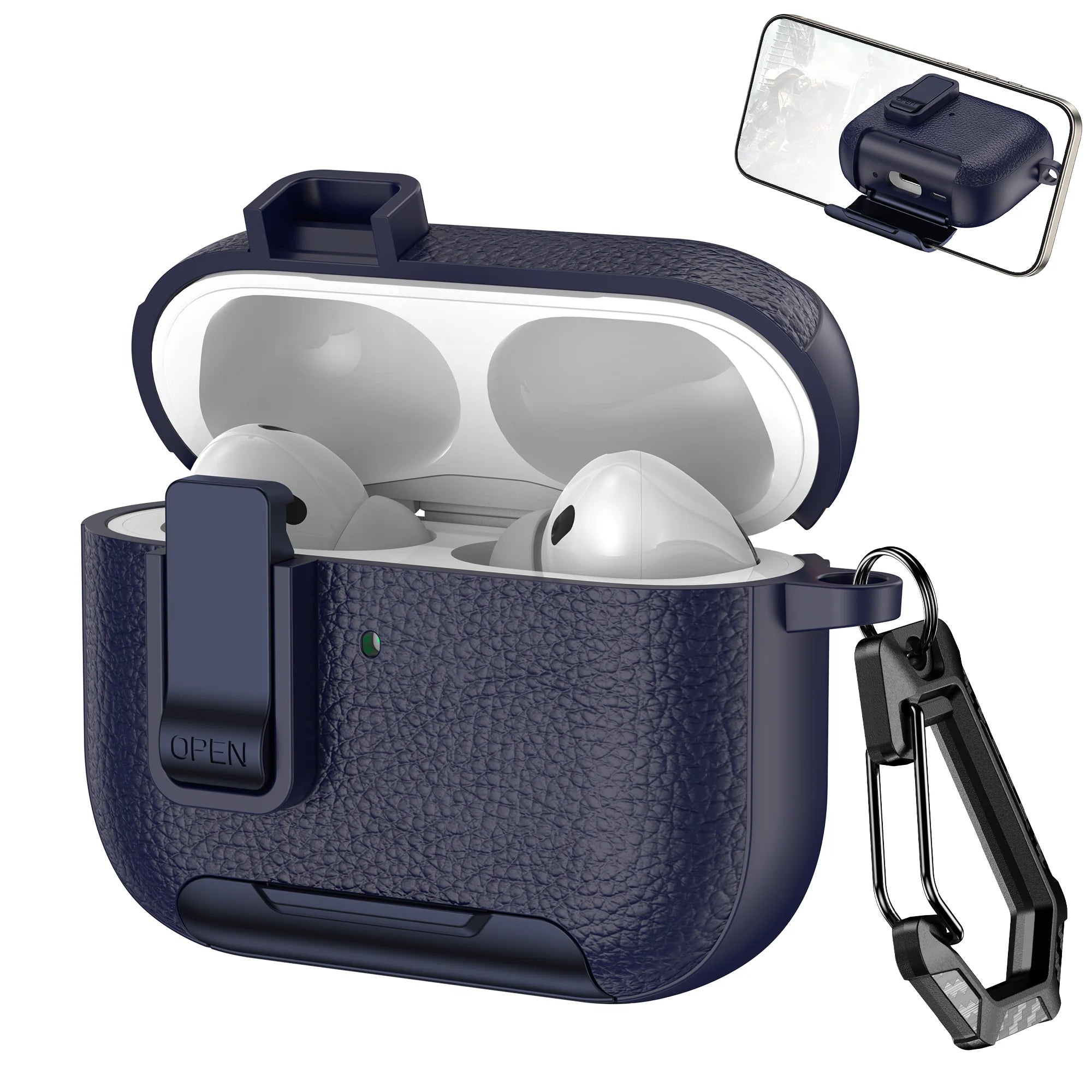 Nouvelle housse pour écouteurs AirPods Pro 3 3ème génération, étui de protection avec verrouillage sécurisé, support de téléphone invisible, coque en texture cuir