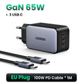 UGREEN 65W GaN充電器 4ポート USB-C 急速充電器 Quick Charge 3.0 PD 3.0 対応 Macbook Air ノートPC タブレット iPhone 17 16 15 Pro Max用