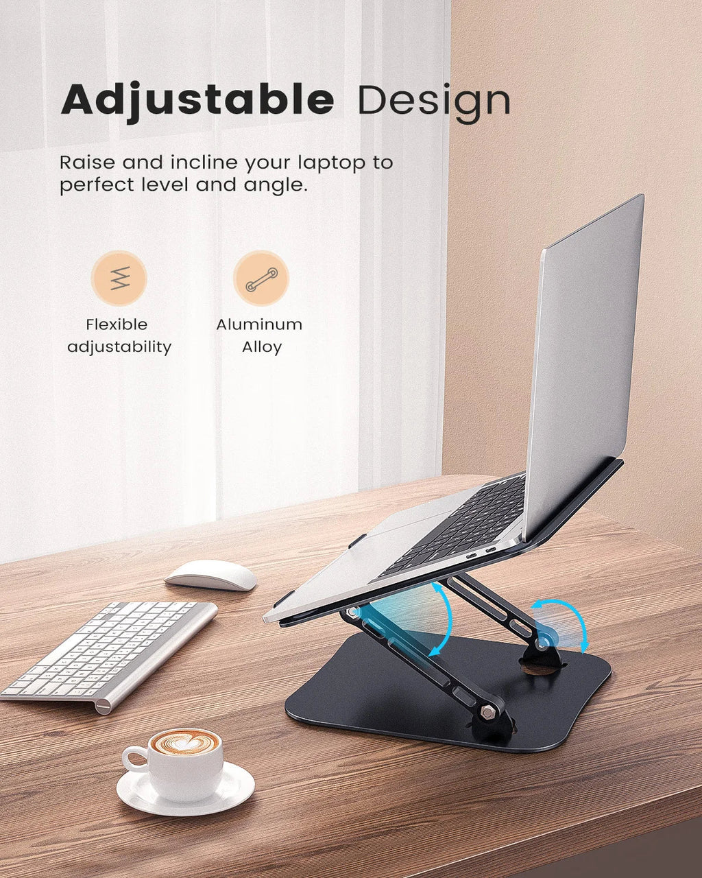 ST01 Soporte portátil ajustable para computadora portátil de 11 a 16 pulgadas, soporte de escritorio de aluminio resistente, soporte plegable para computadora portátil y tableta