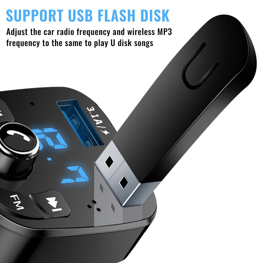 Car Mp3 Player Dual USB Fast Charger FM Transmitter Bluetooth-compatible5.0 Handsfree Car Kit Usb Flash Drive Plug Car Kit