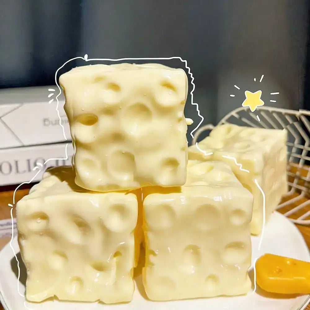 1Pc Moldable Squishy Cheese Block Squeeze Toy Handmade Soft Slow Rising Stress Ball Sensory Fidget Anti Stress Relief Anxiety Kids Adults Birthday Christmas Gift Party Favors Goody Bag Stuffers Prize