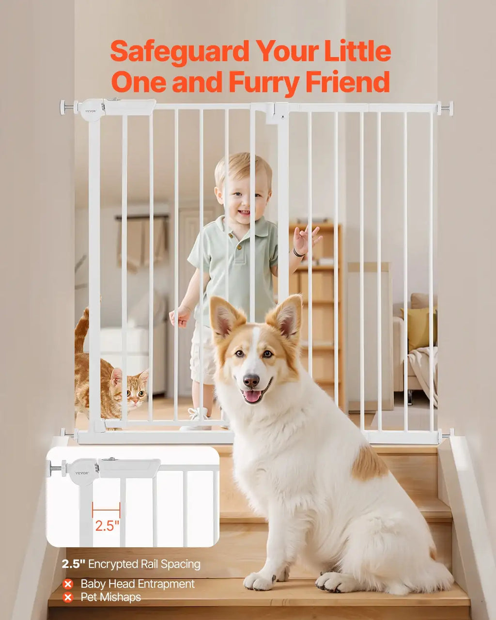SucceBuy ベビーゲート 高さ28/30/36インチ 犬用ゲート イージーステップ 通り抜け可能 子供・ペット用 安全つっぱり式 壁面カップ付き ドア用