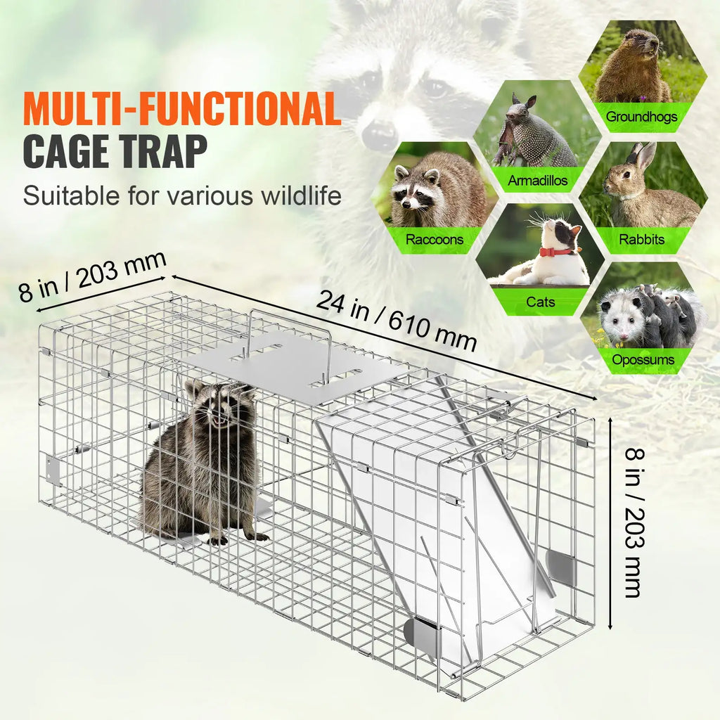 SucceBuy Piège pour animaux vivants Cage de contrôle des rongeurs et des chats Pliable avec poignée pour lapins, chats errants, écureuils, ratons laveurs, marmottes