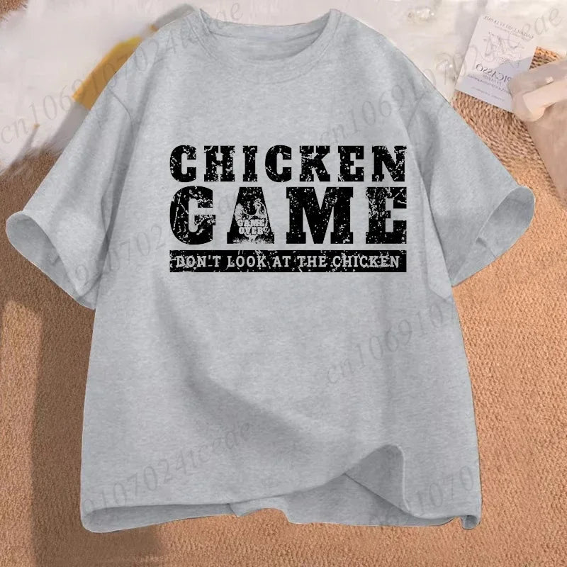 T-shirt homme amusant « Chicken Game Don't Look At The Chicken » – T-shirt imprimé – Hauts de mode pour hommes et femmes – Ropa Hombre