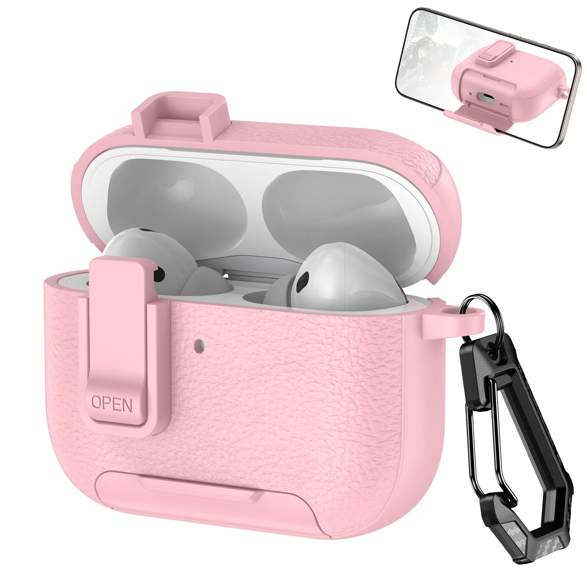 Nouvelle housse pour écouteurs AirPods Pro 3 3ème génération, étui de protection avec verrouillage sécurisé, support de téléphone invisible, coque en texture cuir