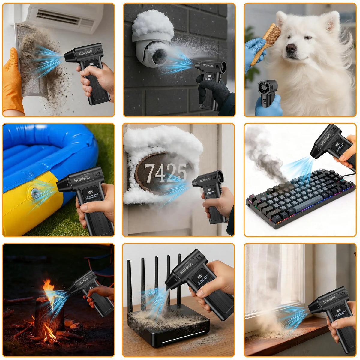 Turbo Fan Blower Car Cleaning Blowing Tools Auto Violent Jet Fan Summer Hair Dryer Family Electric Air Duster Auto Dust Collector Outdoors Portable Multipurpose Fan