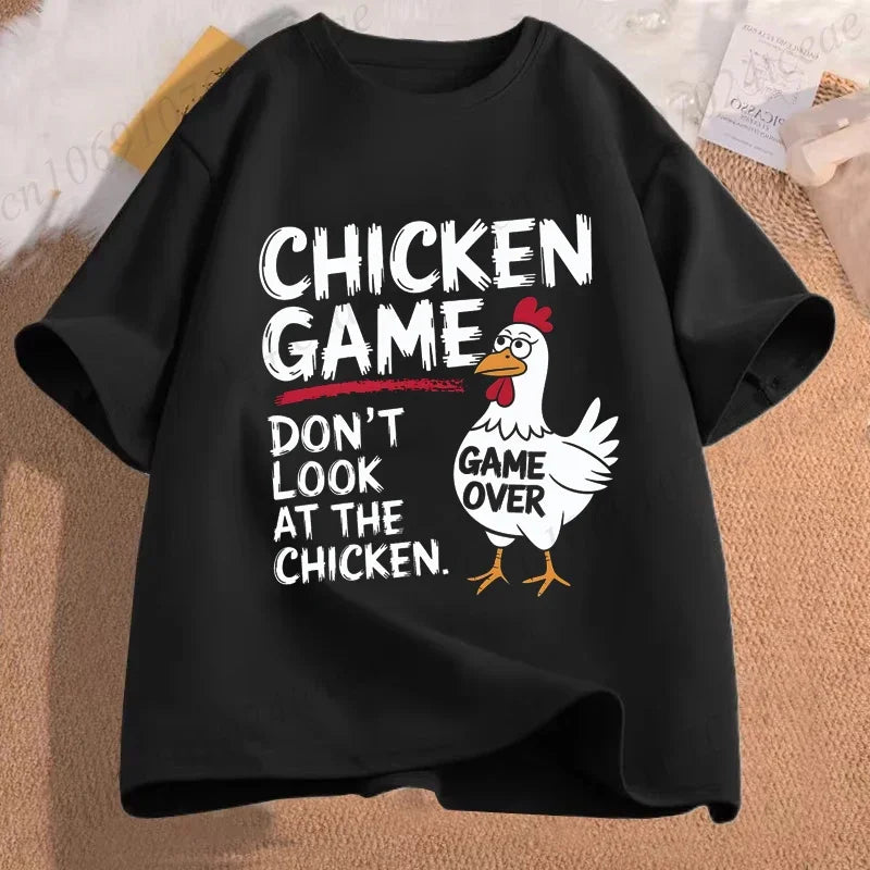 T-shirt homme amusant « Chicken Game Don't Look At The Chicken » – T-shirt imprimé – Hauts de mode pour hommes et femmes – Ropa Hombre