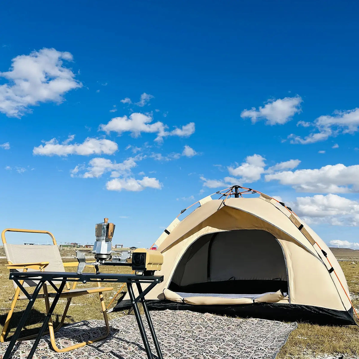 PAKICETUS automatisches Pop-up-Campingzelt für 2-4 Personen, sofort und schnell aufstellbares, tragbares winddichtes Zelt, leichtes Trekking-Zelt für Outdoor-Reisen, Wanderungen und Picknicks