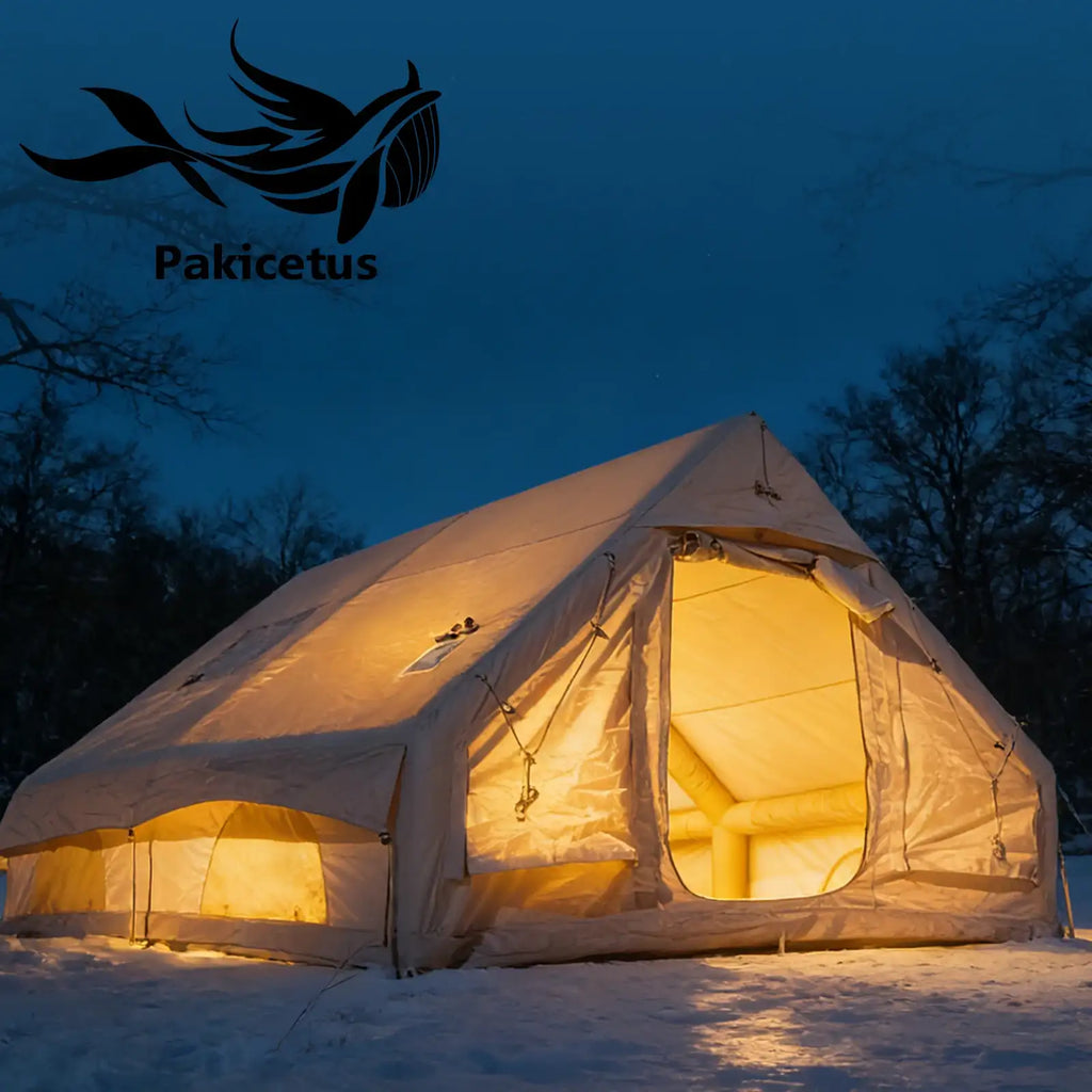 Tente de glamping gonflable PAKICETUS, abri familial 4 saisons résistant aux intempéries avec pompe manuelle