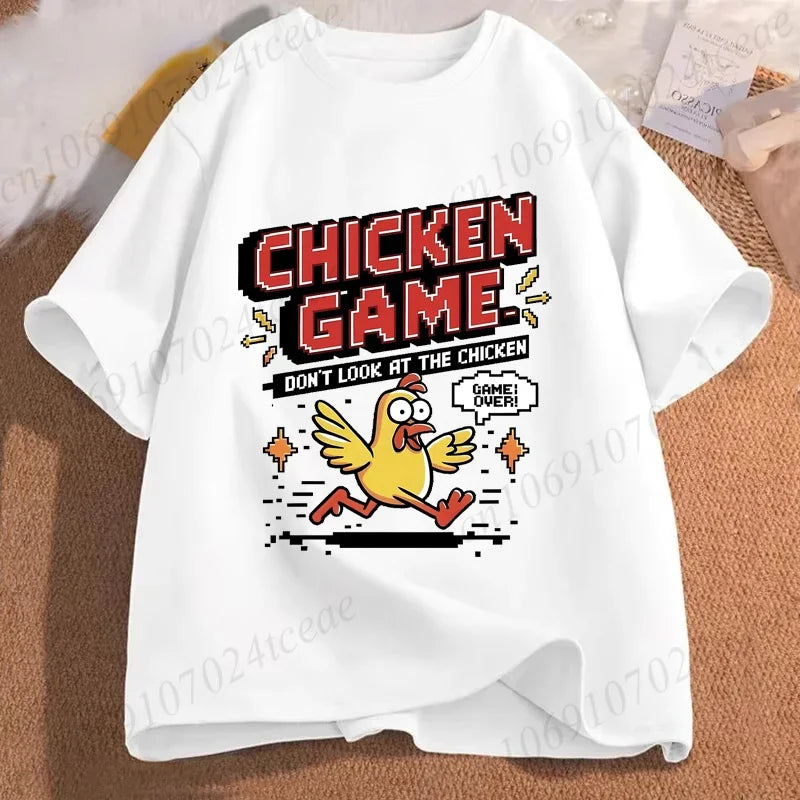 T-shirt homme amusant « Chicken Game Don't Look At The Chicken » – T-shirt imprimé – Hauts de mode pour hommes et femmes – Ropa Hombre