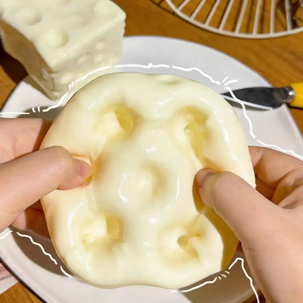 1Pc Moldable Squishy Cheese Block Squeeze Toy Handmade Soft Slow Rising Stress Ball Sensory Fidget Anti Stress Relief Anxiety Kids Adults Birthday Christmas Gift Party Favors Goody Bag Stuffers Prize