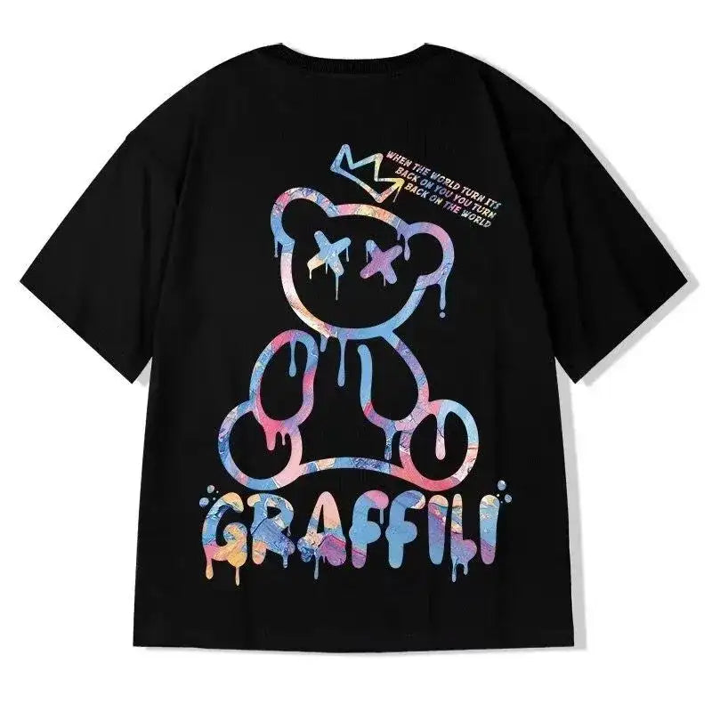 Camiseta con estampado de letra y osito de peluche colorido – Máxima comodidad de verano por BellemApple