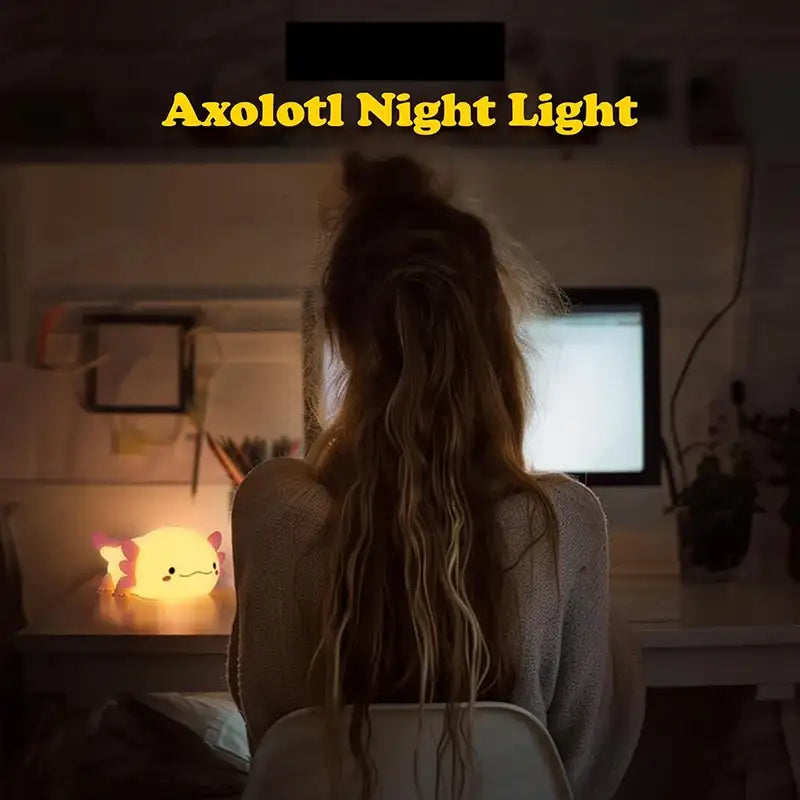 Veilleuse mignonne en silicone Axolotl avec contrôle tactile, rechargeable par USB, lampe de chevet pour bébé et enfants