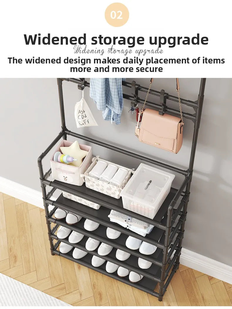 Shoe Rack Simple Door Household Integrated Hanger Multi-layer Storage Shoe Cabinet Floor Rack Shoes