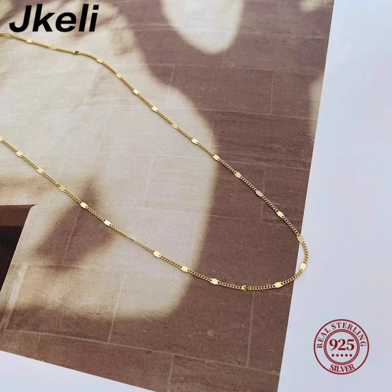 Jkeli  real 925 silver necklace women's sterling silver collarbone chain necklace glitter chain necklace silver jewelry