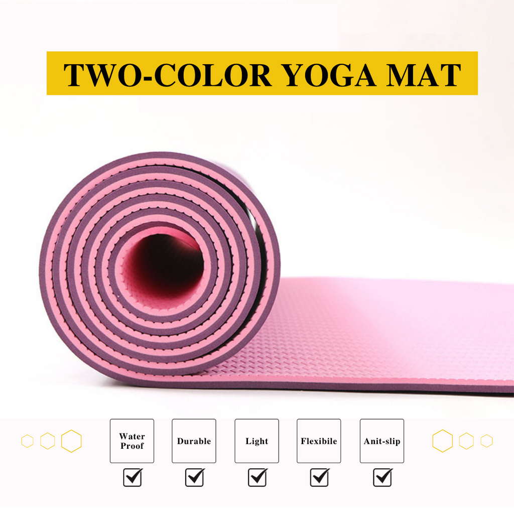 Esterilla de yoga de TPE antideslizante de doble color de 6 mm de grosor