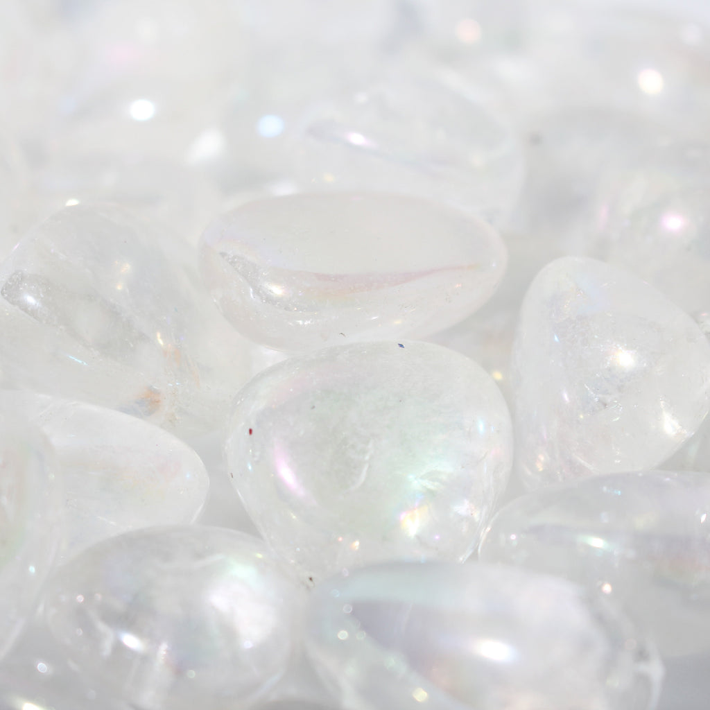 Rainbow Aura Clear Quartz Tumbled Stones (Enhanced)
