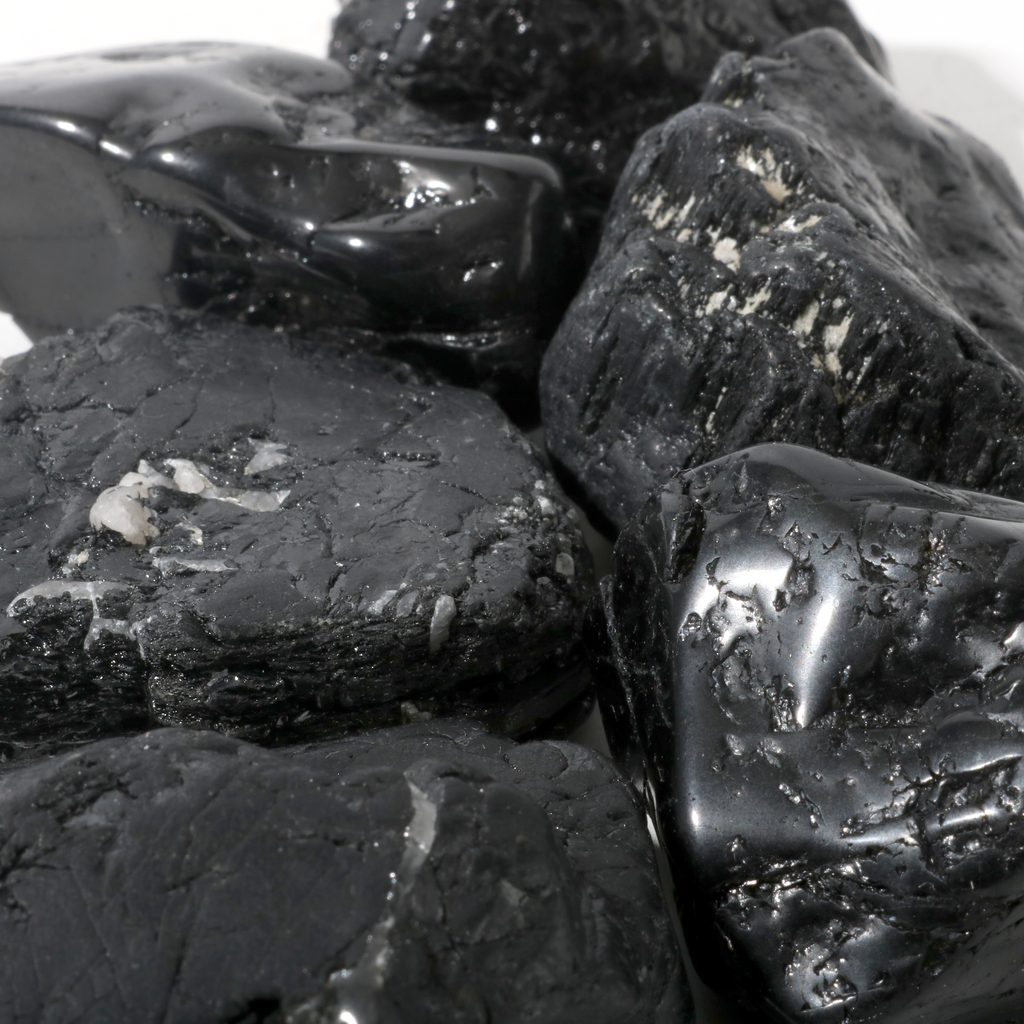 Black Tourmaline Tumbled Stones A - Free Form - 1lb