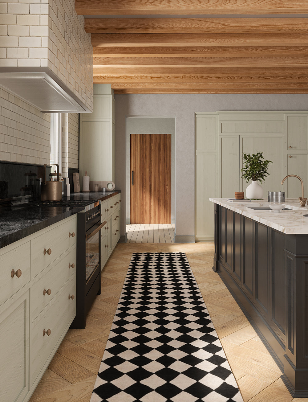 Trestres Checkered Black & Ivory Rug