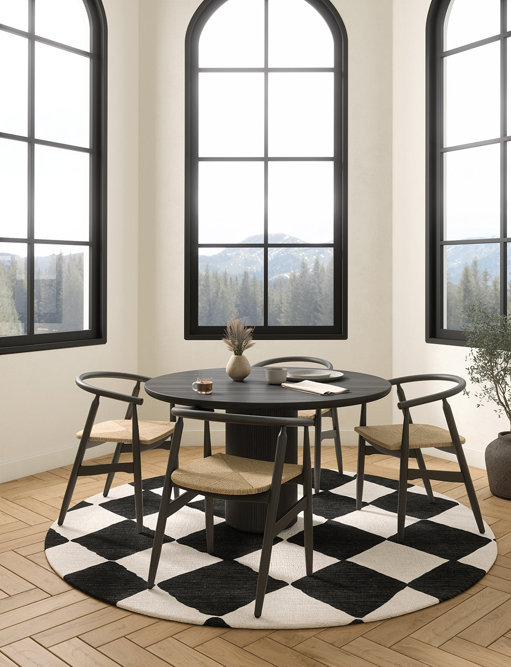 Trestres Checkered Black & Ivory Rug