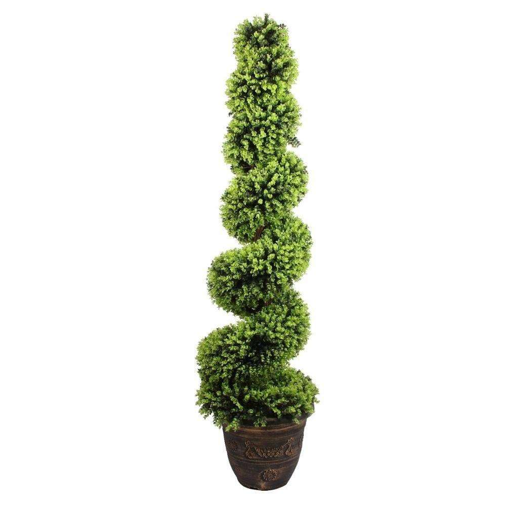 Wales Faux Potted Spiral Boxwood Topiary Plant (Multiple Sizes)