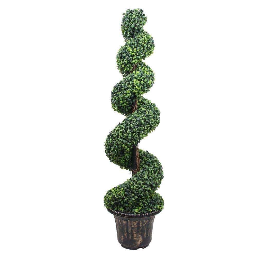 Wells Faux Potted Spiral Boxwood Topiary Plant (Multiple Sizes)