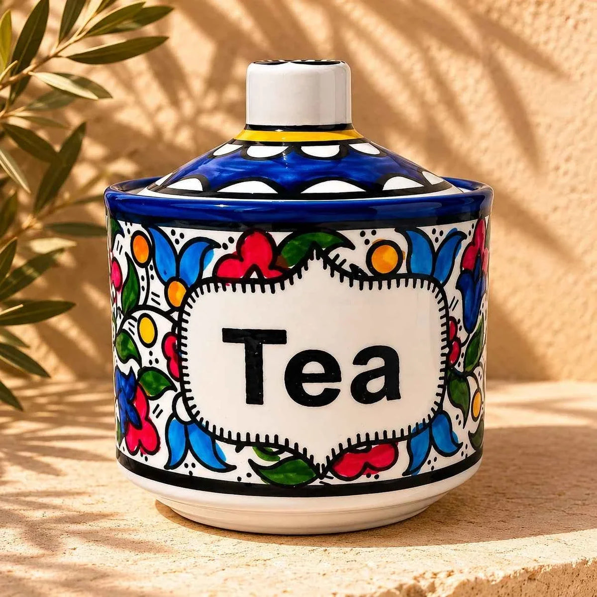 Handmade Flowers Ceramic Storage Canister – Pot with Lid