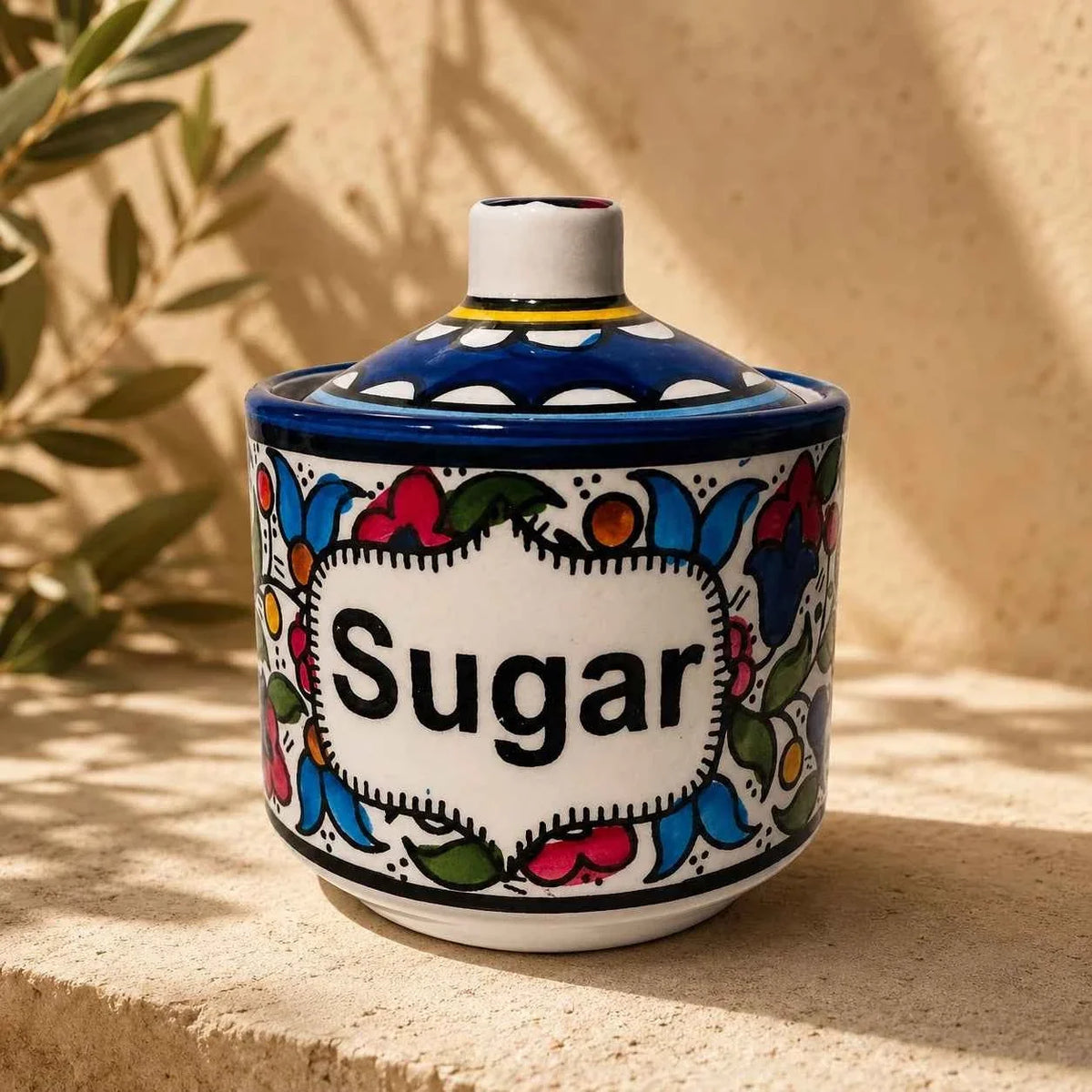 Handmade Flowers Ceramic Storage Canister – Pot with Lid