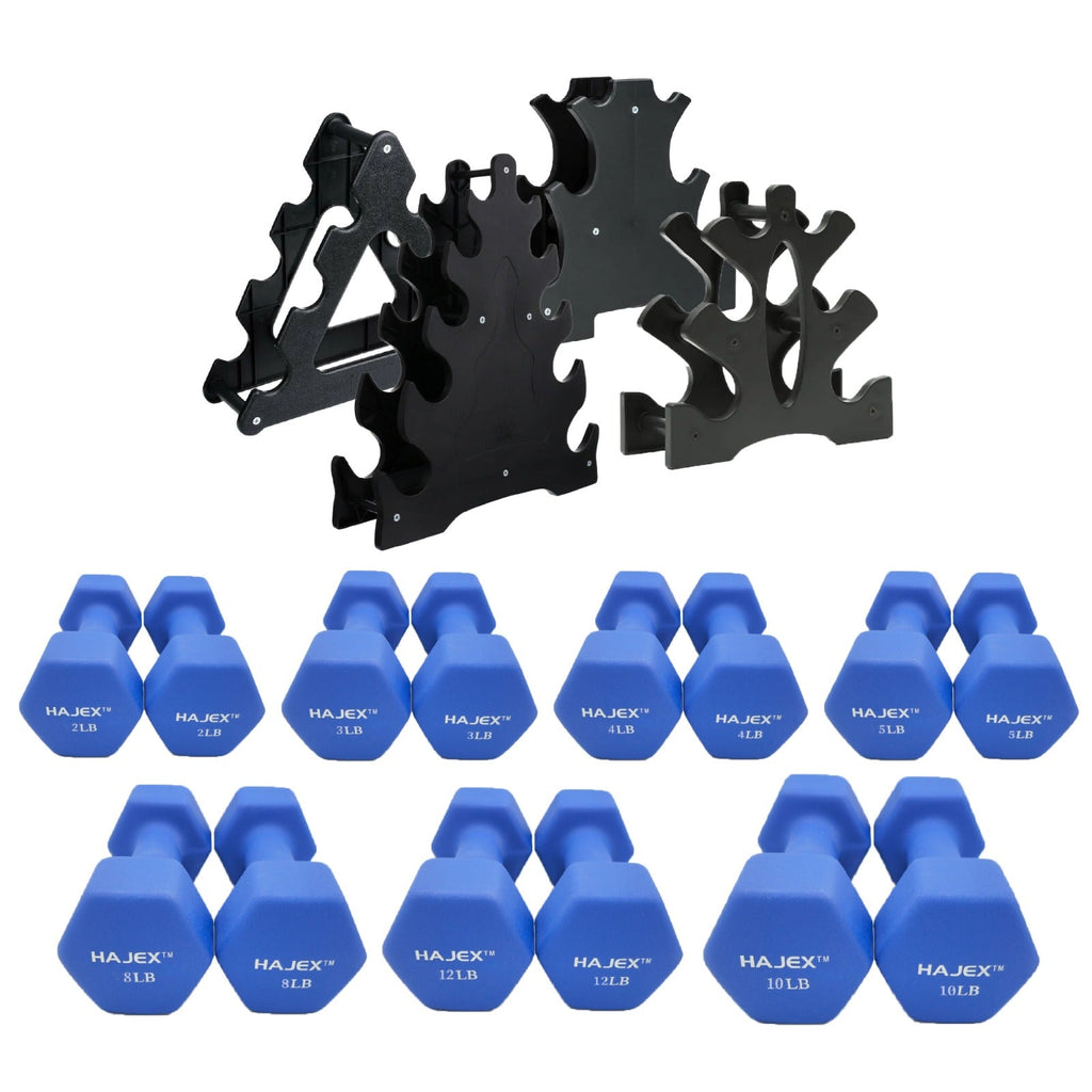 Neoprene Dumbbells Pairs & Sets With Rack