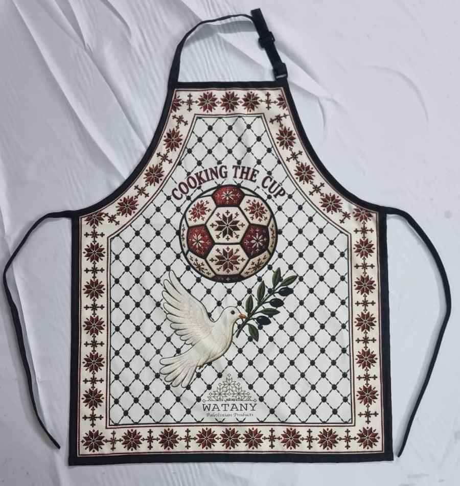 Palestinian Tatreez Apron – Cooking the Cup Football Kitchen Apron - Large