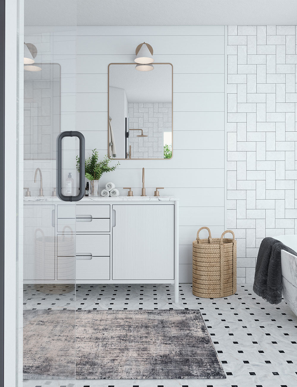 Willow Dark Grey White Rug