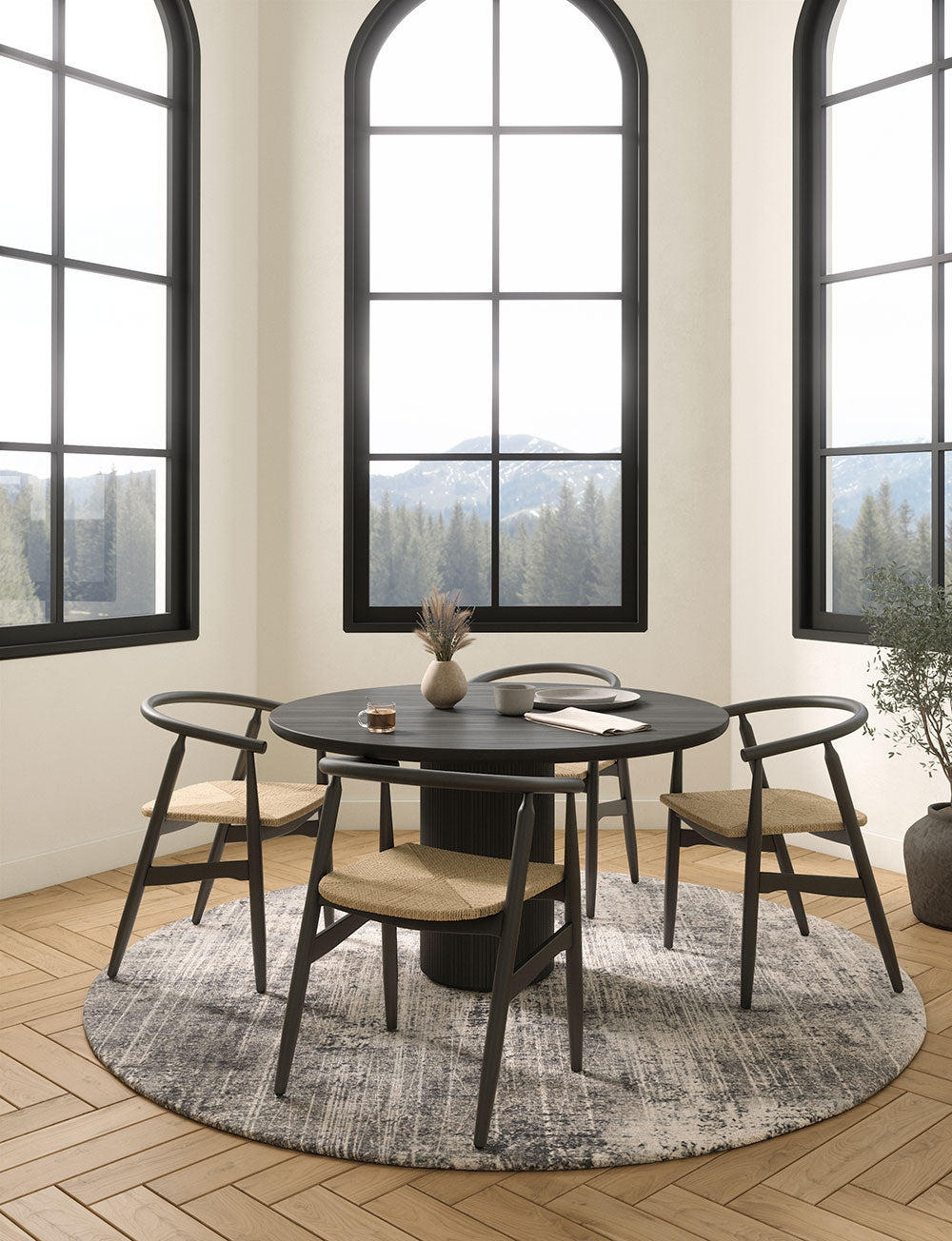 Willow Dark Grey White Rug