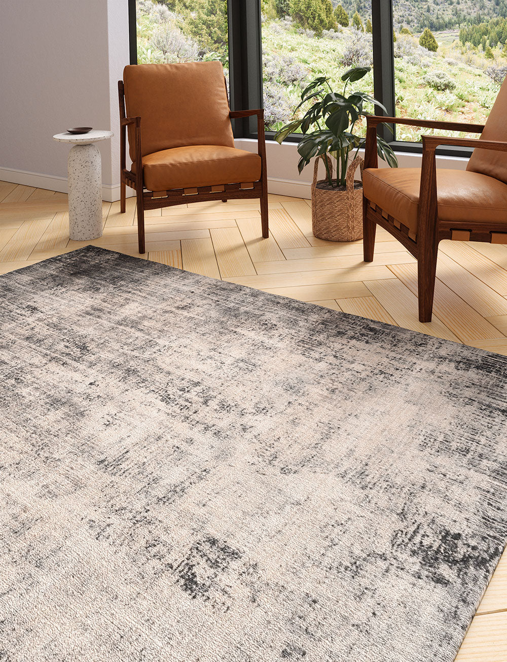 Willow Dark Grey White Rug