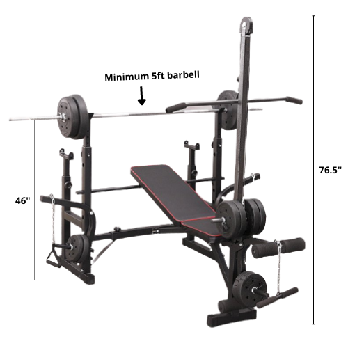Banco de entrenamiento ajustable con polea para jalón al pecho, banco Scott y soporte para barra ST6655
