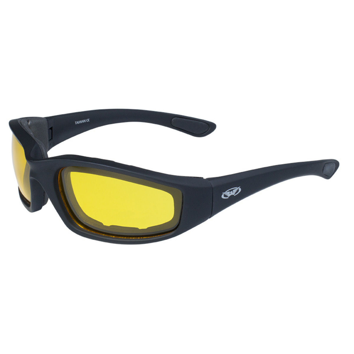 Global Vision Kickback gepolsterte Motorradsonnenbrille. Matte schwarze Soft-Touch-Fahrradbrille