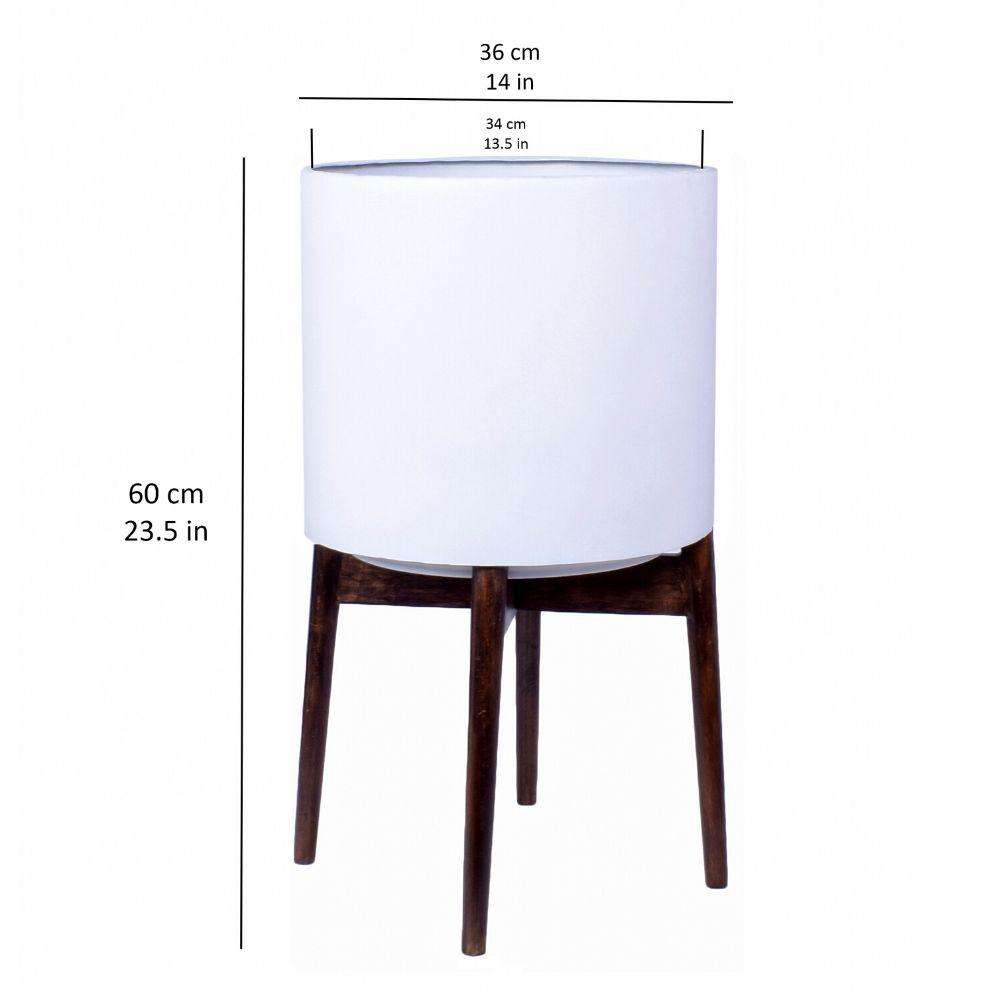 Zarita -Mid-Century Modern Plant Stand With White Planter