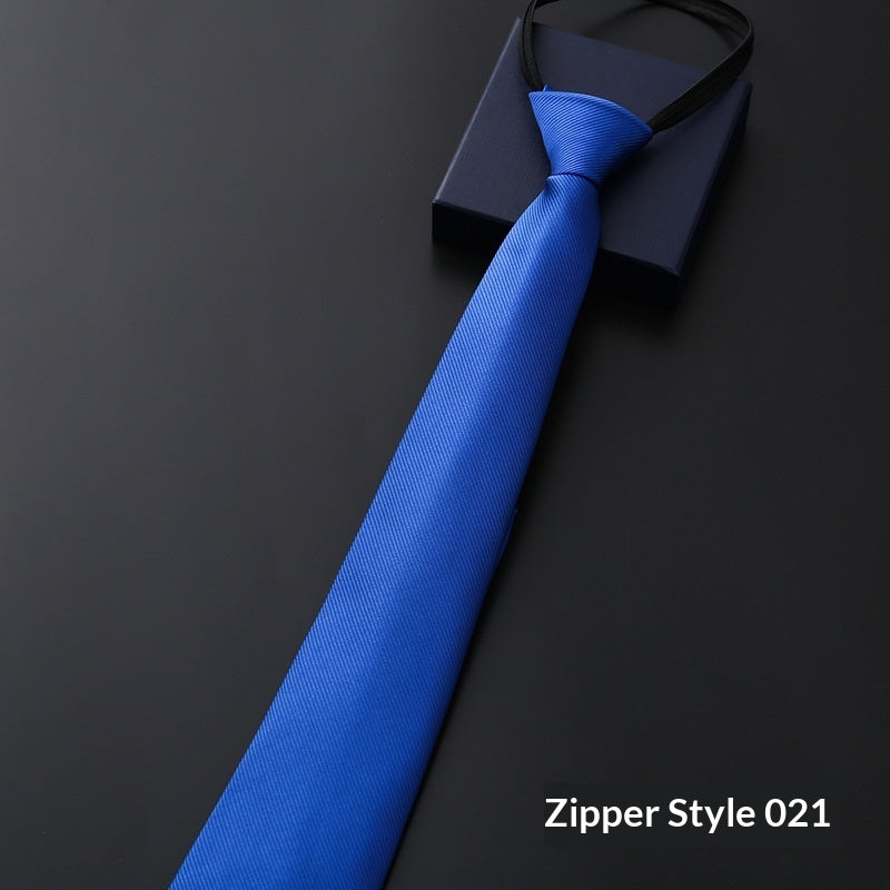 Corbata de cremallera formal para hombre con rayas azules