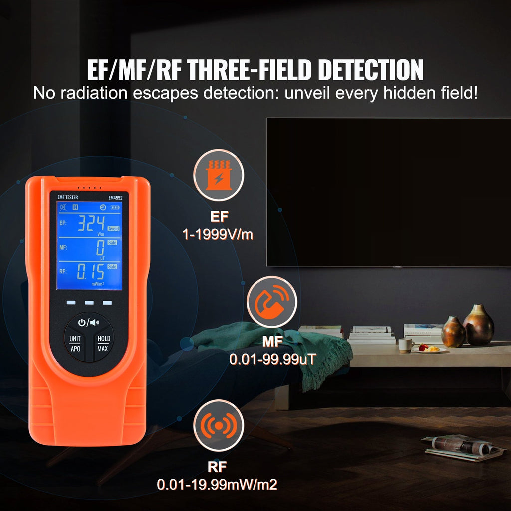 VEVOR  EMF Meter, 5Hz  3.5GHz, Handheld Rechargeable Electromagnetic Green Sir Loin