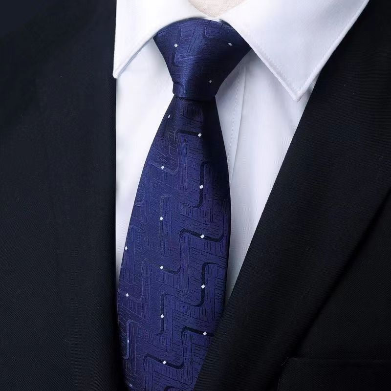 Corbata de cremallera formal para hombre con rayas azules