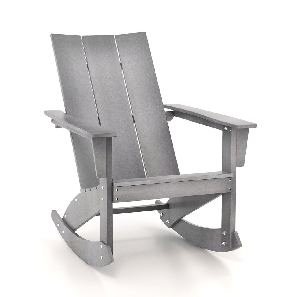 Fauteuil à bascule Adirondack à dossier incurvé pour balcon - gris