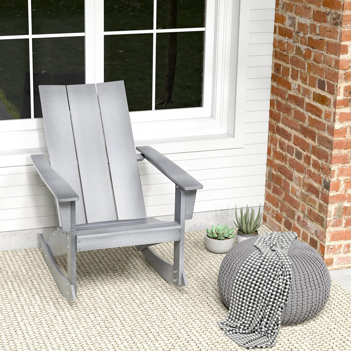Fauteuil à bascule Adirondack à dossier incurvé pour balcon - gris